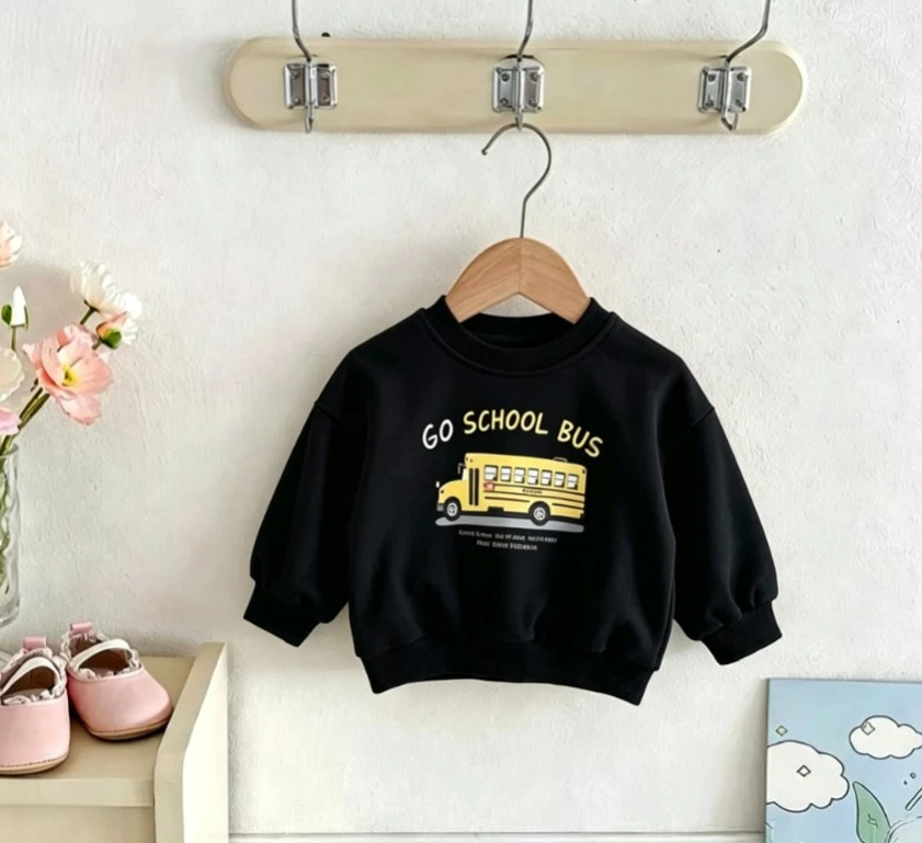 Small Toddler Basic Transport Vehicle Crew Neck Sweatshirt Boys Girls Soft Pullover Kid Popular Costume Wear Kid Fashion Clothes