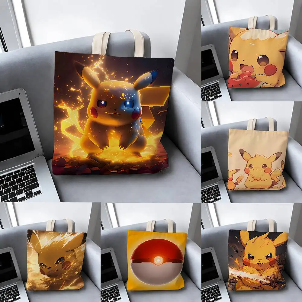 bolsas-de-armazenamento-para-colecao-de-tipos-eletricos-do-pokemon-bolsa-de-viagem-verao-praia-bolsa-de-ombro-sacola-reutilizavel-para-compras-anime