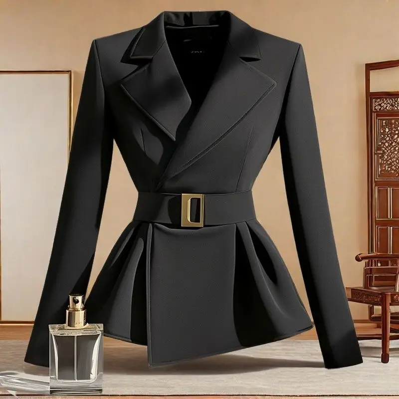 2025 autumn new black suit jacket design sense niche design sense slim fit super beautiful  bomber jacket women