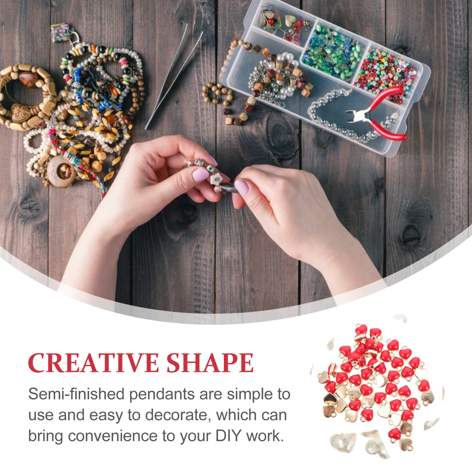 

50Pcs Heart Charms Pendants Shiny Surface Easy to Decorate for DIY Earrings Necklaces Jewelry Craft Heart Charms