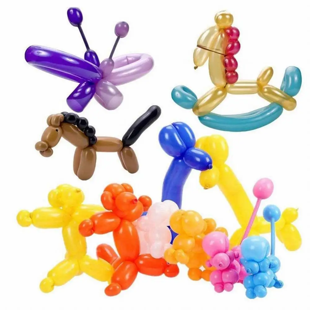 100pcs Long Balloon Ceremony Decorations Emulsion Mixed Colors Unblown Length 26cm Latex Traditional Modelling