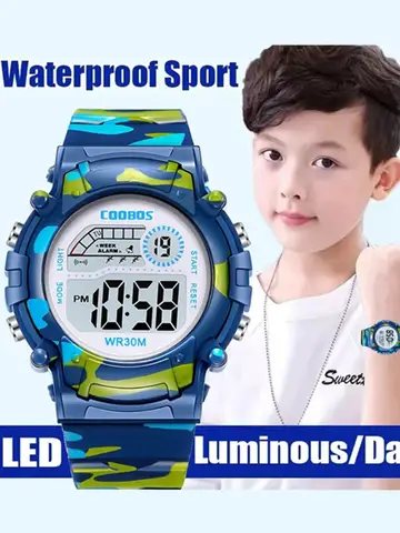 Sport Digital Watch for Kids Waterproof Luminous Children's Electronic LED Watch Fashion Multi-function Week Display Kids Watch