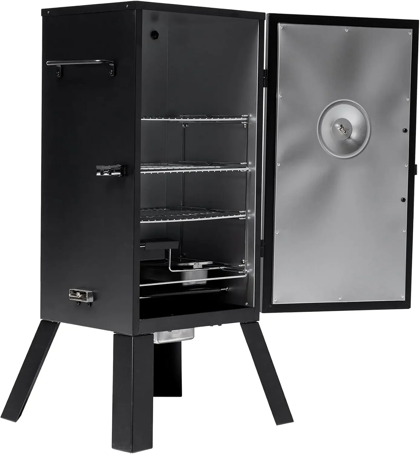 Temperature Control, Chrome Smoking Racks and 535 Cooking Square Inches in Black Electric Vertical BBQ Smoker with Analog