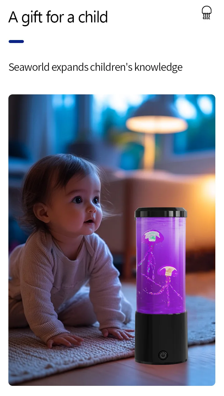 Jellyfish Lamp Color-Changing LED 7Colors Mood Aquarium Ocean Night Light Bedroom Desktop Decor Light Birthday Gift for Kids