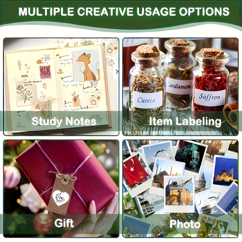 50 Rolls Matte Thermal Paper - Self-Adhesive Labels for Portable Printers, Home/Photo/Notes/Study Refills, 57mm White Finish