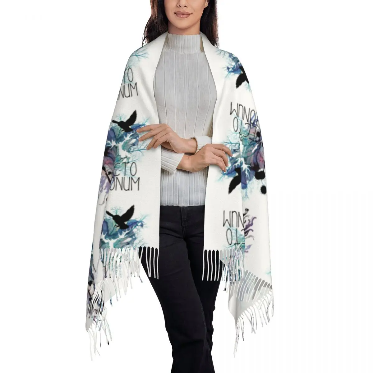 Expecto Patronum Hedwig Watercolour 2 Scarf Tassel Scarves Women Soft Warm Shawls and Wraps Long Fall Winter Shawl Wrap