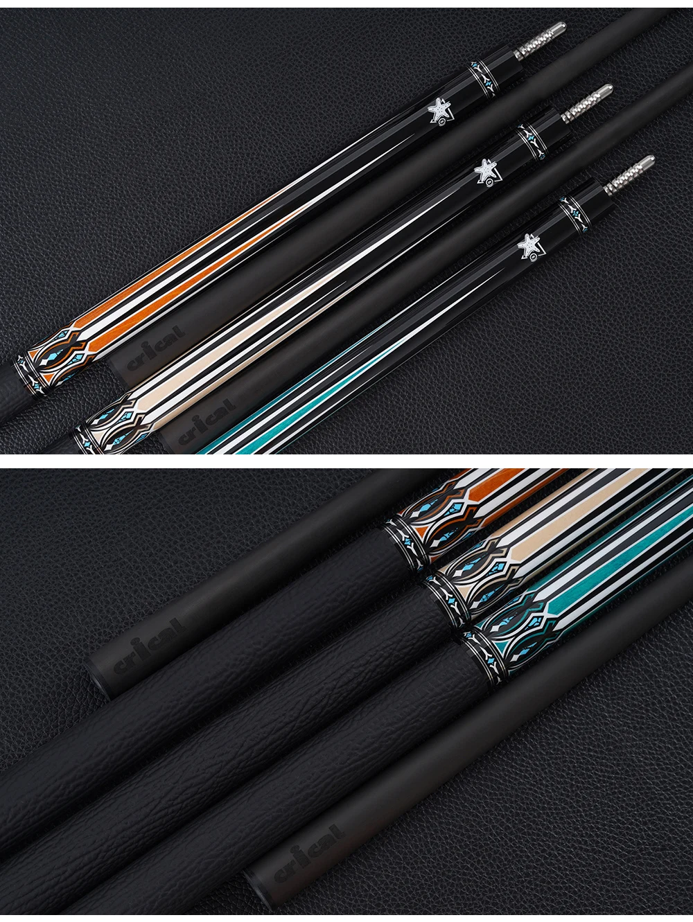Poolqueue mit Carbonfaser-Schaft, geringer Ablenkung, Lederummantelung, 58 Zoll, 12,5 mm Spitze, 3/8x8 Verbindung, CL-CXD 8/9 Ball, CRICAL – Detail 15