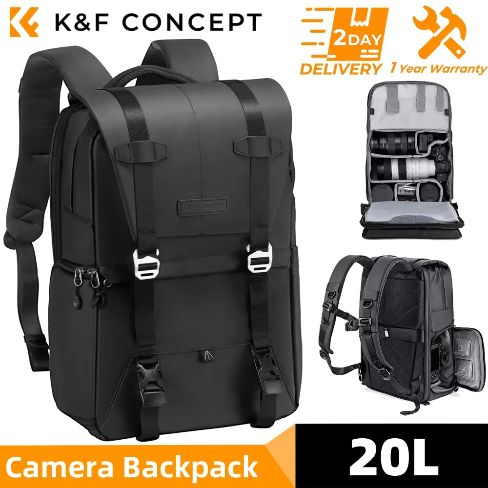 K&F CONCEPT Photography Professional Camera Backpack Outdoor Travel Bag Can Carry tripod  Ergonomic Design For Sony Canon Nikon