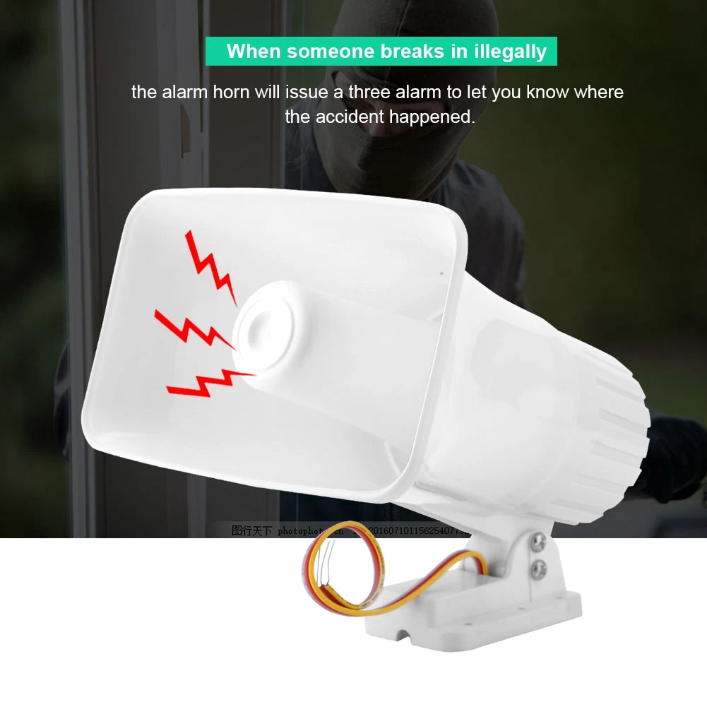 150 dB DC 12V Dual Tone Wired Horn Siren Burglar Alarm System Warning Althorn for Home Security