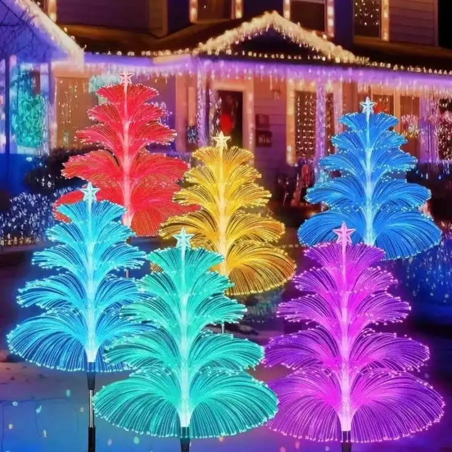 2pcs Solar Powered Jellyfish Garden Lights, Waterproof Outdoor Pathway Stake Lights, LED Decorative Lawn Lamp for Yard Walkway Patio Landscape Decoration
