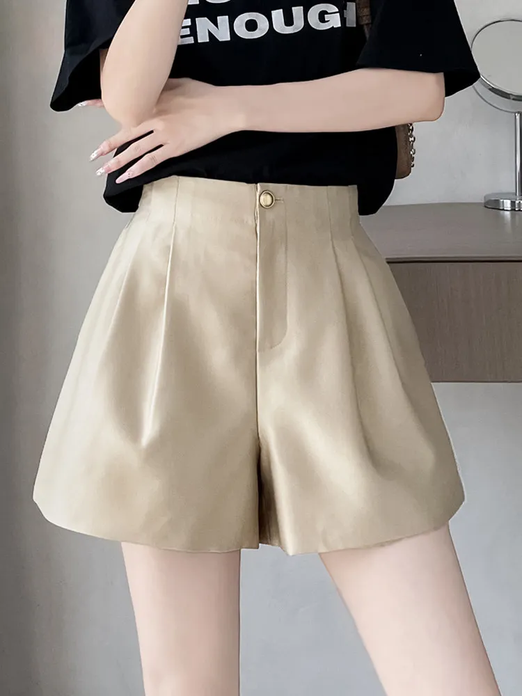 

Женские летние шорты из ледяного шелка 2026: модные, тонкие, с эластичным поясом, А-силуэт, свободные, повседневные, широкие шорты U49