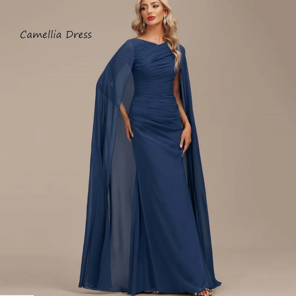 

Customized Elegant Formal Occasion Dress Mermaid Simple Wedding Party Gowns Chiffon Floor Length Mother Dress For Wedding
