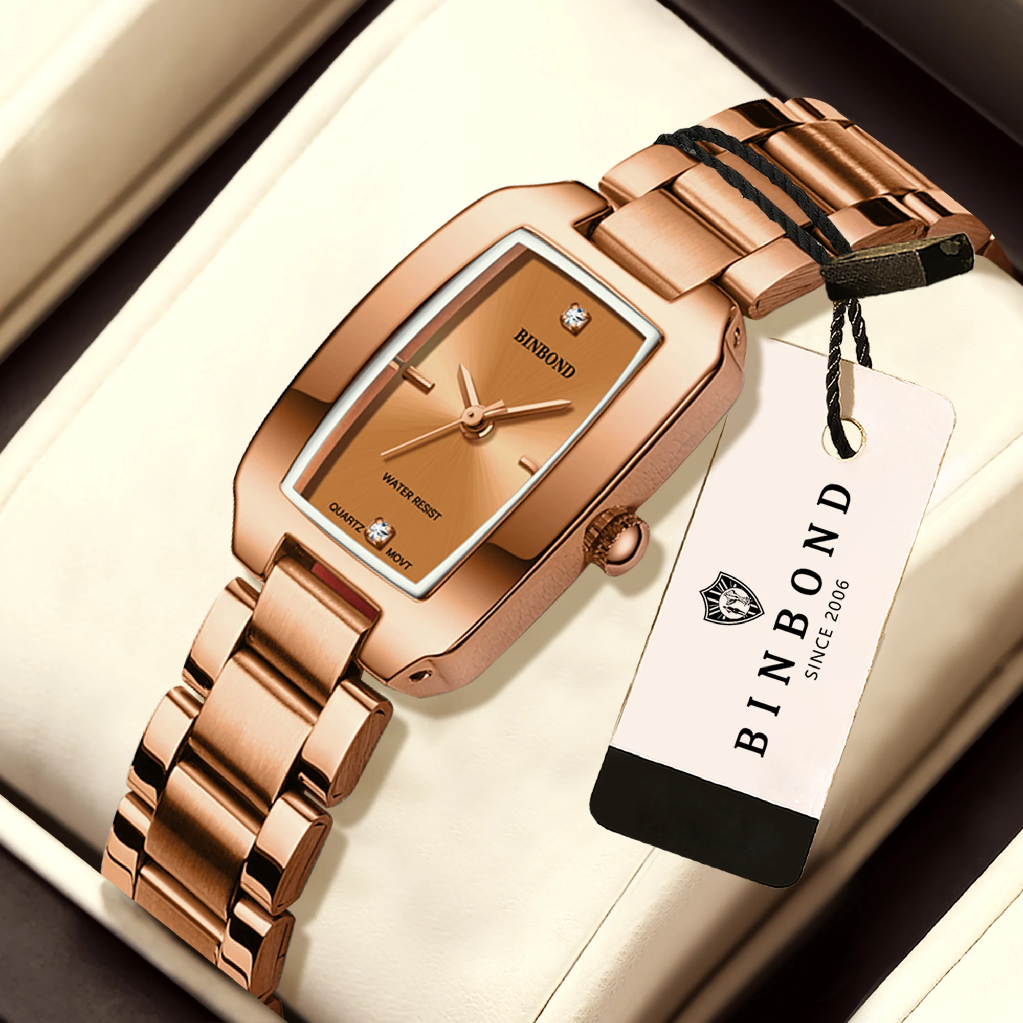 BINBOND Luxury Quartz Wristwatches For Ladies Luminous Waterproof Women's Watch Relojes Para Mujer Female Watches +Gift Box