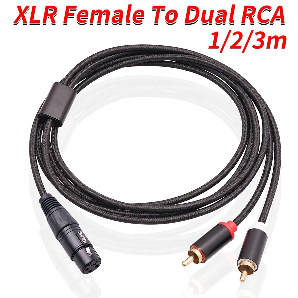 

XLR To Dual RCA Y Splitter Cable Anti Shielding Adapter Cable Anti-interference for Mixer Power Amplifier Mic Accessories