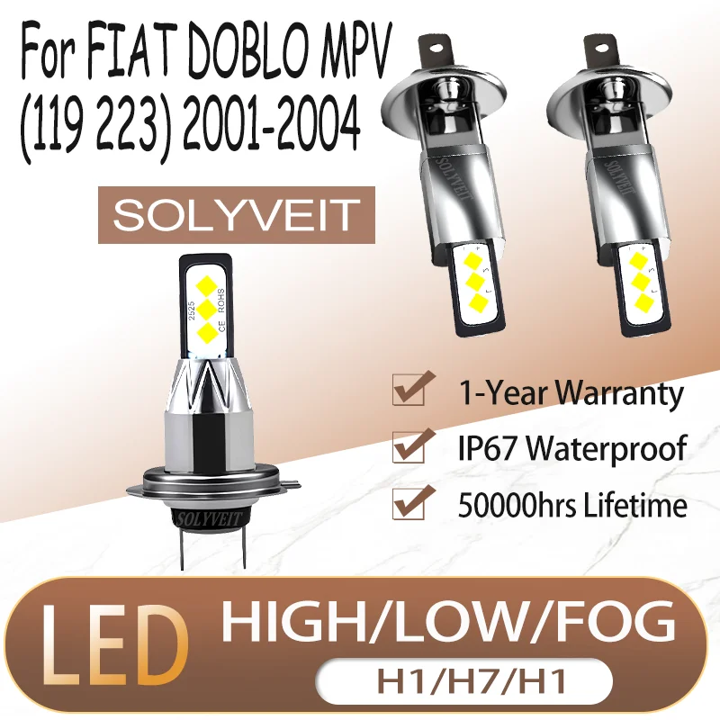 

Long Lifespan Plug-N-Play Energy-Efficient H1 H7 H1 HIGH LOW FOG LED HEADLIGHTS For FIAT DOBLO MPV (119 223) 2001 2002 2003 2004