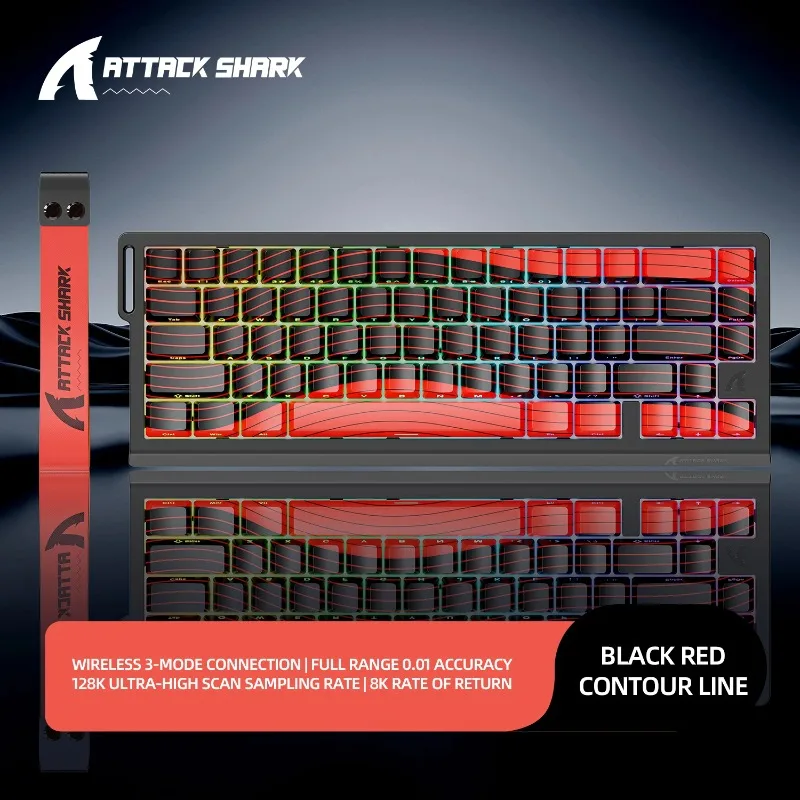 ATTACK SHARK X68PROHE Wireless Magnetic Switch Keyboard for Pro Gaming,0.01mm Rapid Trigg Wired 8000Hz SOCD/Rs 0.125ms 128KRate
