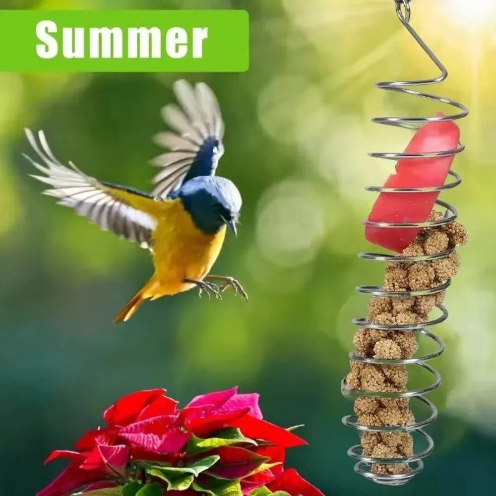 Stainless Steel Parrot Forager Feeder Seed Holder Spiral Design Vegetable Fruit Feeder Hanging Basket Durable Construction