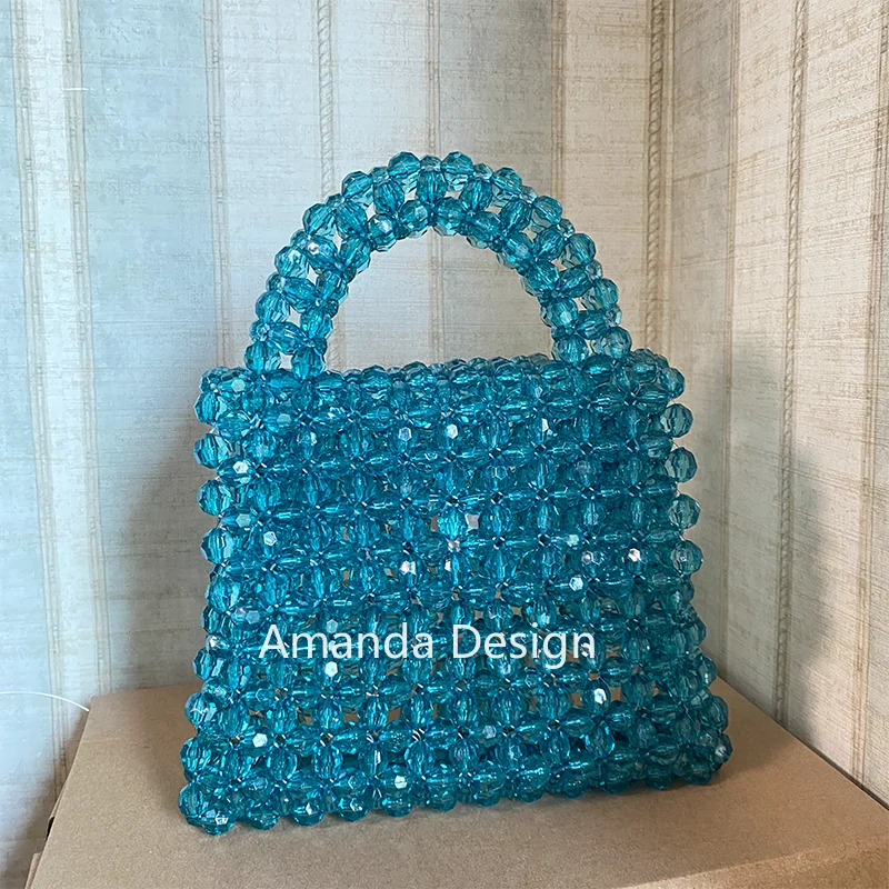 Women Ladies Clutch Handmade Handle Bag for Party Dinner Evening Design Fashion Handbag Beaded Female Purse End Product