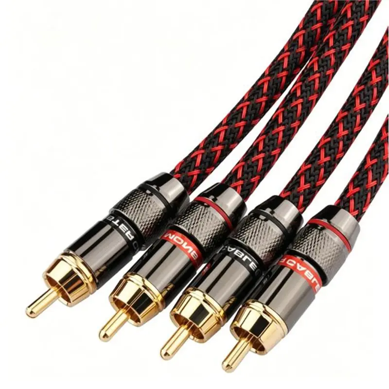 DT51 Copper RCA Audio Cable 1 Meter Hi-Fi Stereo Signal Interference Resistant for Turntable TV DVD Player Speaker