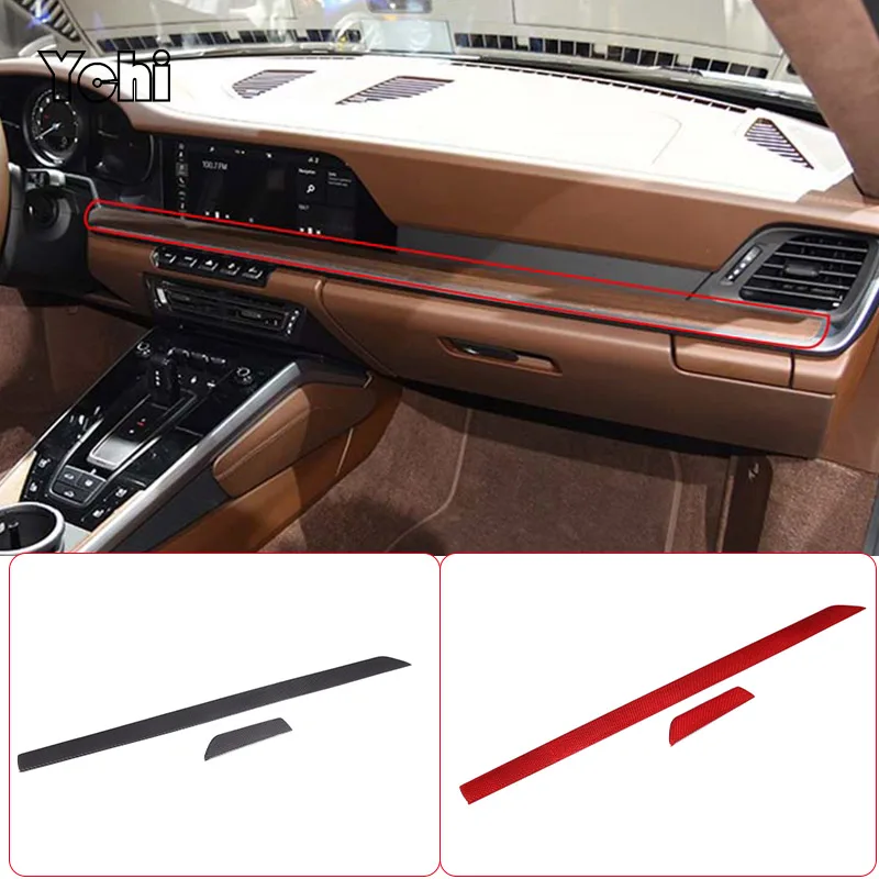 

Real Carbon Fiber For Porsche 911 992 2019 Car Central Console Instrument Copilot Strip Stickers Decorative Interior Accessories