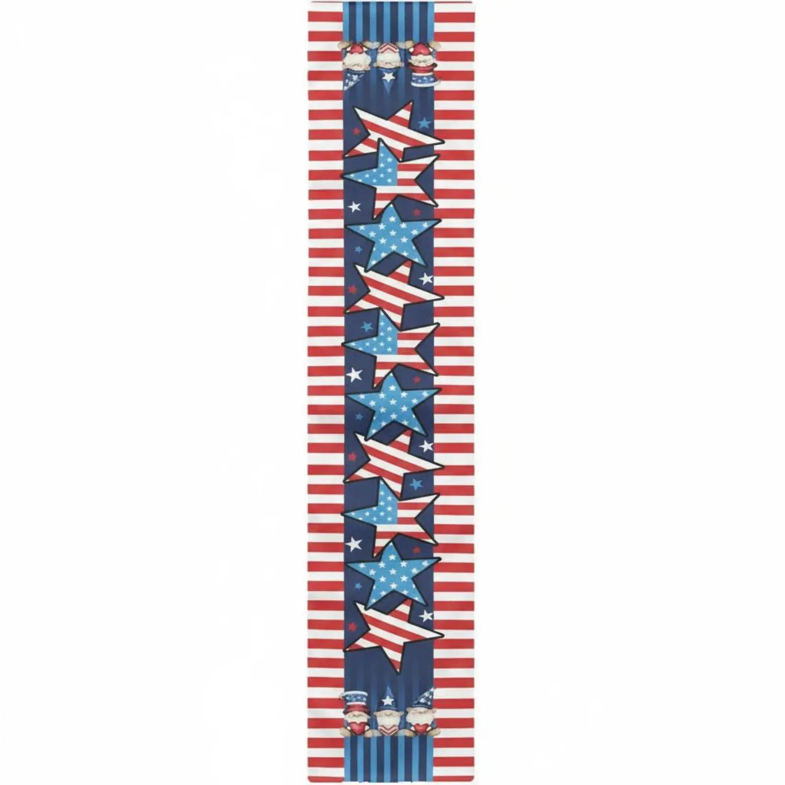 American Flag Table Runner Printed Pattern Stellar Shapes and Stripes Dining