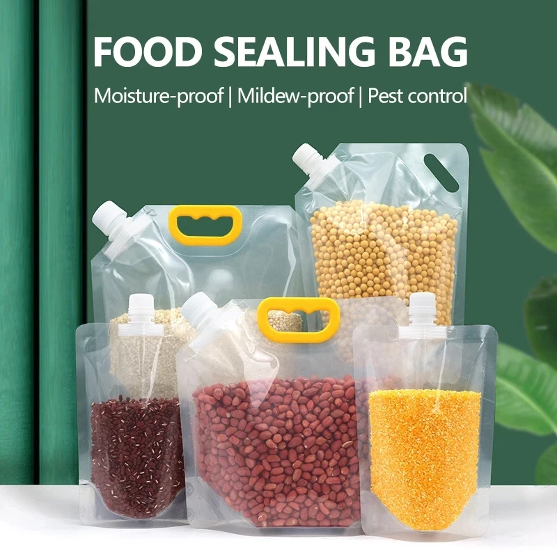 

Grains Storage Packaging Bag Cereals Moisture Insect Proof Sealed Bag Thickened Portable Food Rice Bean Container Nozzle Bag