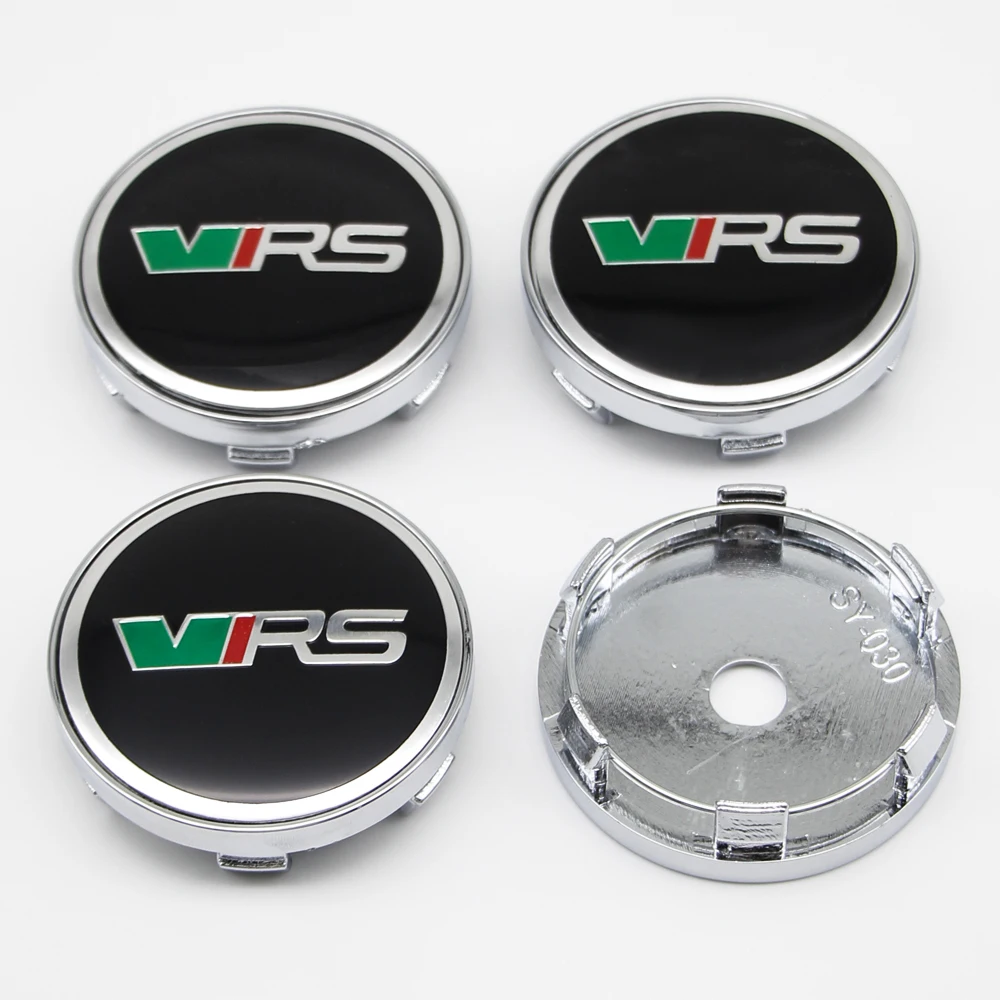 4Pcs 56mm+60mm Aluminium VRS Logo Car Wheel Centen Caps Sticker For Skoda Panal Octavia 2 3 A7 Fabia MK1 VRS Sticker Accessories