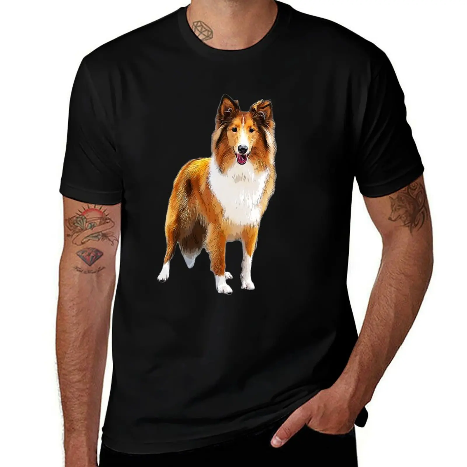 Rough Collie Cute Dog T-Shirt Holiday Casual Short Sleeve Top