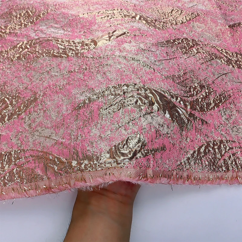 Luxury Pink Nigerian Brocade Jacquard Net Lace 2023 High Quality African French Embroidery Fabric Traditional Occasional Wear