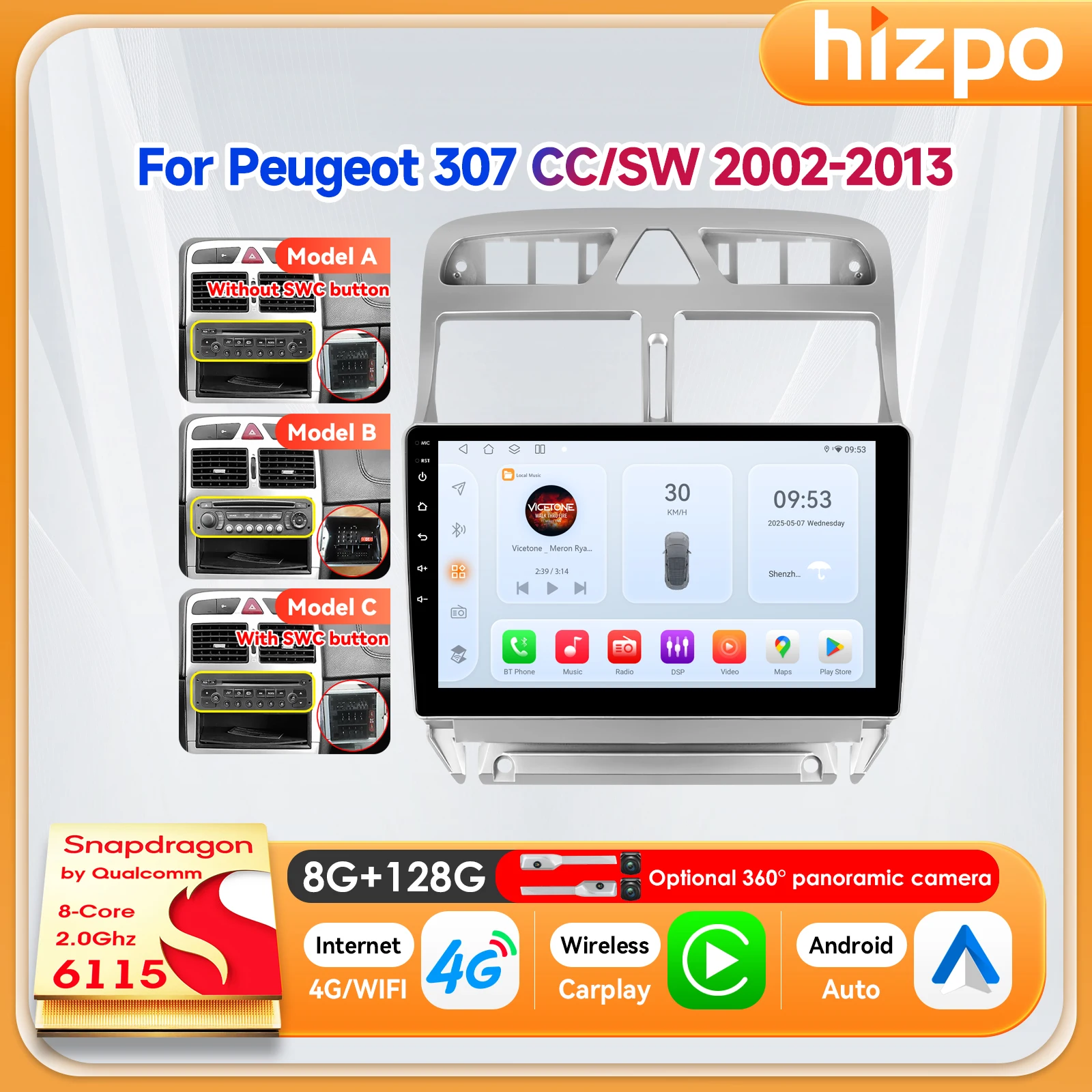 Hizpo 9-Π΄ΡΠΉΠΌΠΎΠ²ΡΠΉ Π±Π΅ΡΠΏΡΠΎΠ²ΠΎΠ΄Π½ΠΎΠΉ CarPlay Π΄Π»Ρ Apple Android, Π°Π²ΡΠΎΠΌΠΎΠ±ΠΈΠ»ΡΠ½ΡΠΉ ΡΠ°Π΄ΠΈΠΎΠΏΡΠΈΠ΅ΠΌΠ½ΠΈΠΊ Π΄Π»Ρ Peugeot 307 307CC 307SW 2002-2013, GPS, ΠΌΡΠ»ΡΡΠΈΠΌΠ΅Π΄ΠΈΠΉΠ½Π°Ρ ΡΡΠ΅ΡΠ΅ΠΎΡΠΈΡΡΠ΅ΠΌΠ° 6115 RDS Hizpo 9-Π΄ΡΠΉΠΌΠΎΠ²ΡΠΉ Π±Π΅ΡΠΏΡΠΎΠ²ΠΎΠ΄Π½ΠΎΠΉ CarPlay Π΄Π»Ρ Apple Android, Π°Π²ΡΠΎΠΌΠΎΠ±ΠΈΠ»ΡΠ½ΡΠΉ ΡΠ°Π΄ΠΈΠΎΠΏΡΠΈΠ΅ΠΌΠ½ΠΈΠΊ Π΄Π»Ρ Peugeot 307 307CC 307SW 2002-2013, GPS, ΠΌΡΠ»ΡΡΠΈΠΌΠ΅Π΄ΠΈΠΉΠ½Π°Ρ ΡΡΠ΅ΡΠ΅ΠΎΡΠΈΡΡΠ΅ΠΌΠ° 6115 RDS