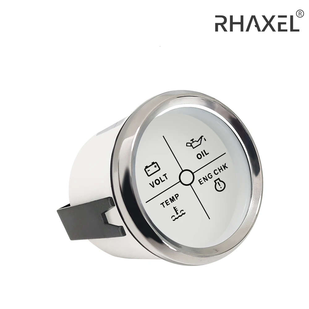 

RHAXEL 52 мм Универсальный лодочный двигатель автомобиля 4 светодиода Вольт Температура воды Масло Сигнализация Индикатор давления Манометр с красной подсветкой 12 В 24 В