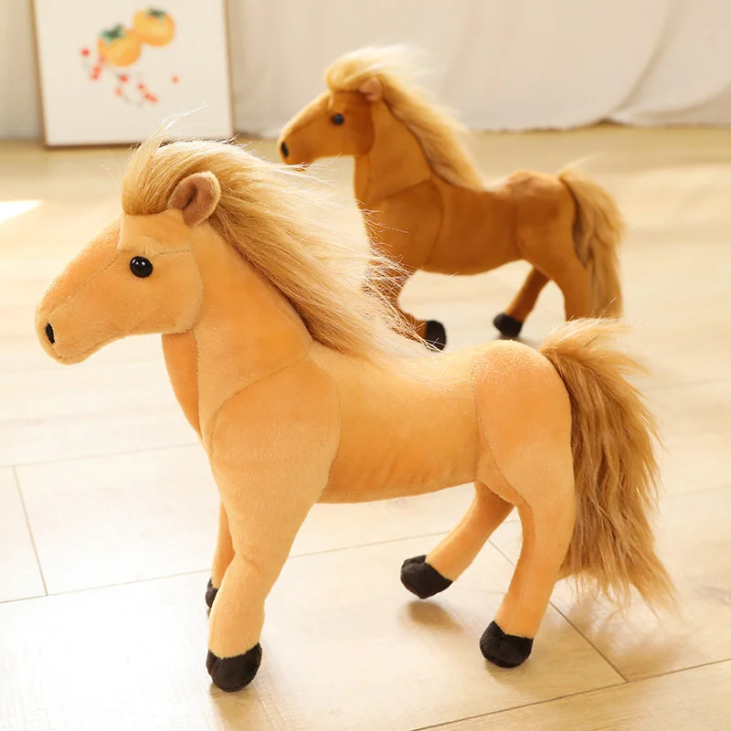 New Simulation Horses Plush Toy Stuffed Soft Animal Dolls Real Life Horse Pillow for Children Kids Creative Birthday Decor Gifts