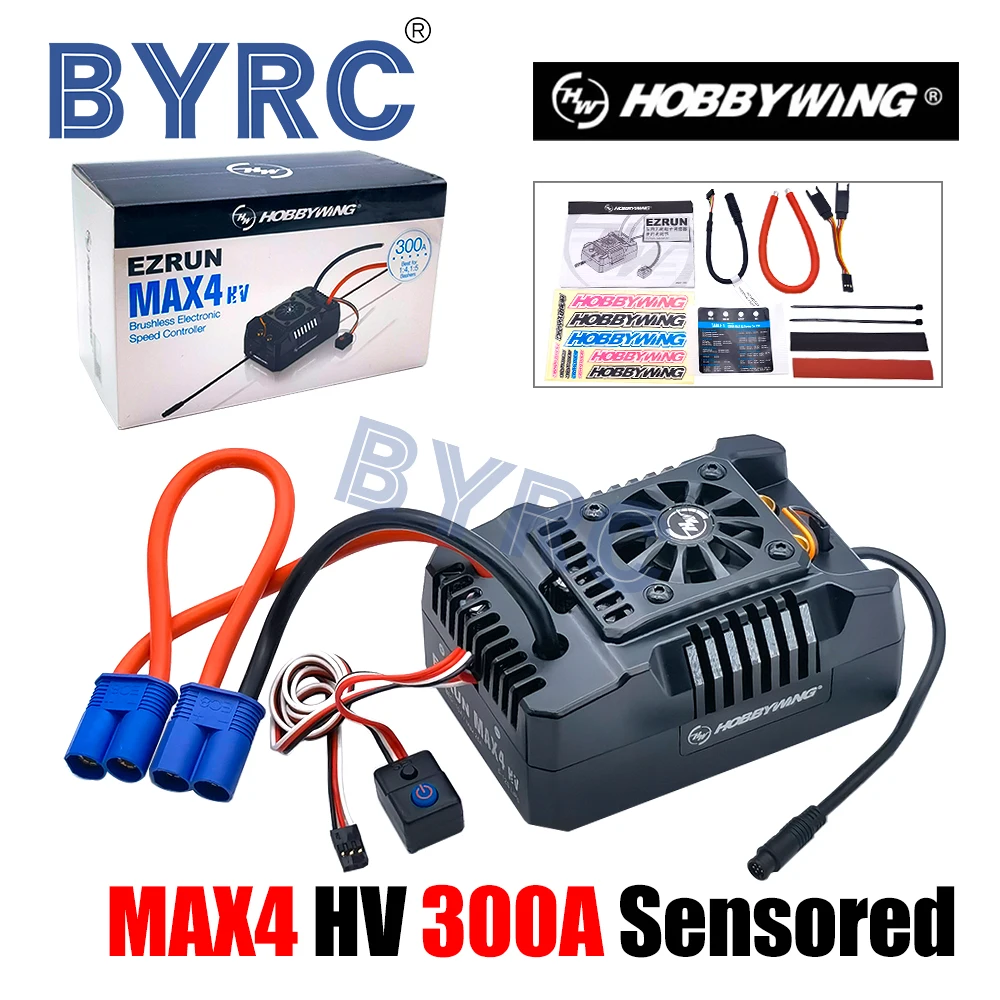 Hobbywing EZRUN MAX4 HV Sensored 300A ESC 6-12S Lipo for 1/5 RC Car Off-Road Heavy Loads Trucks