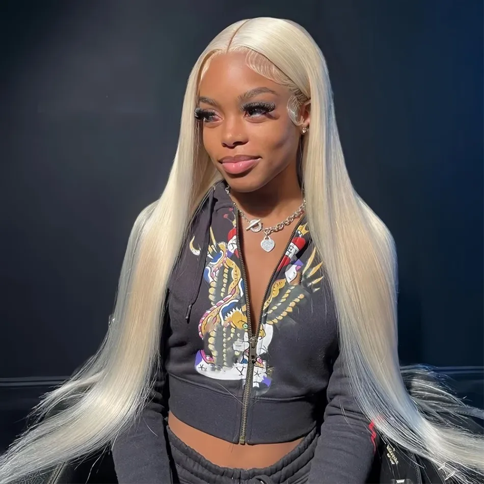 Straight Human Hair Wigs 613 Blonde 13X6 Hd Lace Frontal Wig 220 Density