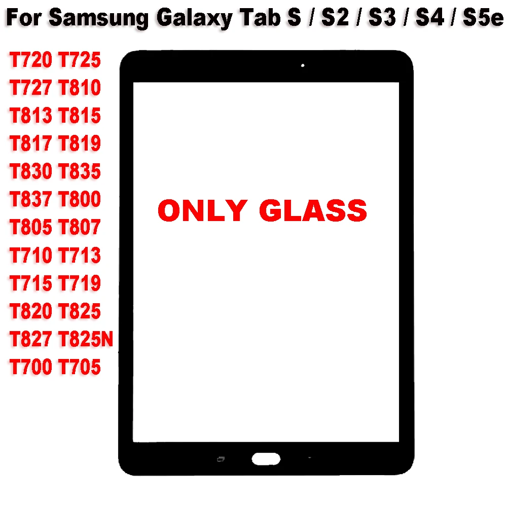 Para samsung galaxy tab s t700 s2 t710 t810 s3 t820 s4 t830 s5e t720 painel da tela de toque tablet frontal exterior lente vidro lcd + oca