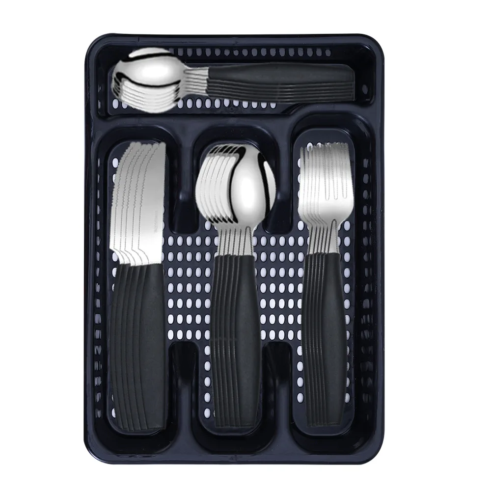 25PCS/ Set Stainless Steel Cutlery Knife, Fork and Spoon Set Home Kitchen Utensils Holiday Dinner Tableware