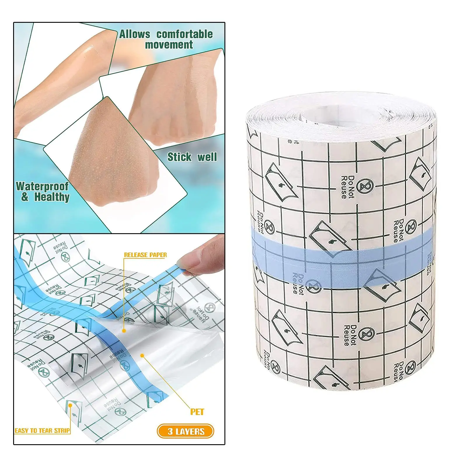 Wasserdichte Verband rolle wasserdichte Schutz bandage Wickel rolle transparent