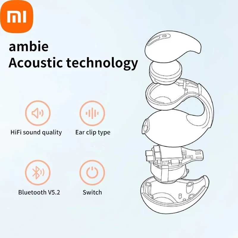 Xiaomi headphone olahraga, earphone Bluetooth 5.3 nirkabel konduksi tulang asli, kualitas suara HiFi tahan air TWS