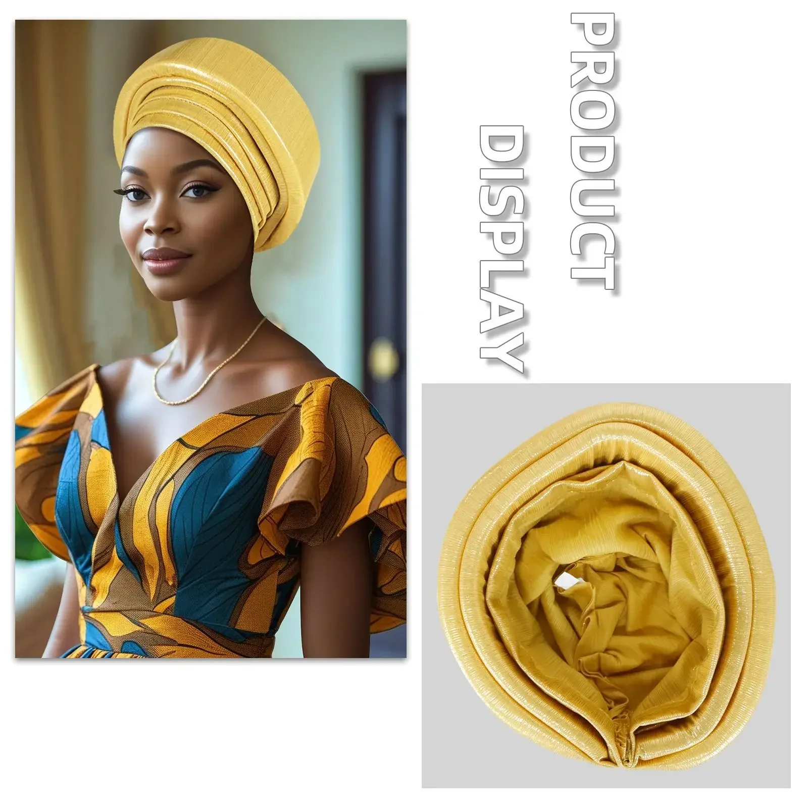 auto-gele-nigerian-glitter-bonnet-hijab-feminino-muculmano-lenco-de-cabeca-africano-adereco-para-casamento-e-festa-chapeu-plissado-2025