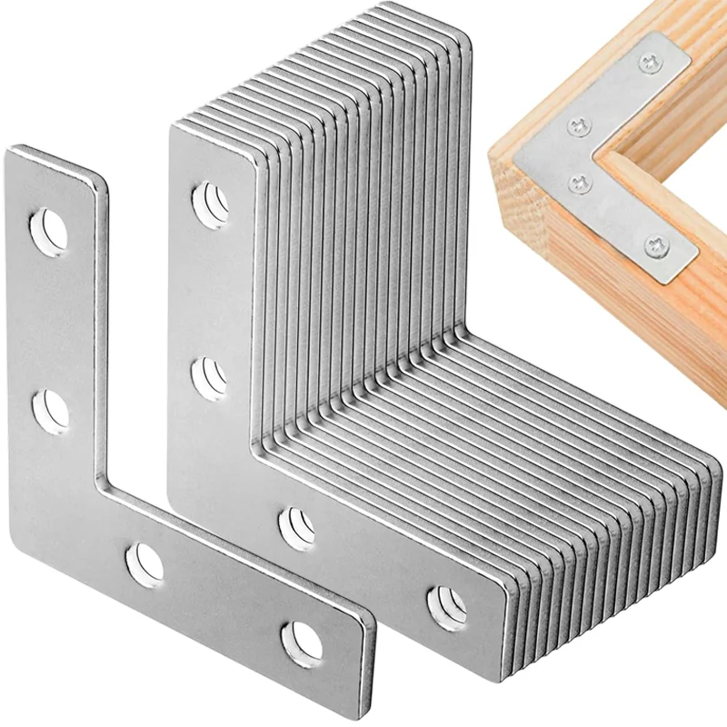 L Shape Bracket Fixed Metal Right Angle Brackets for Wood Table Furniture Chair Flat Repair Plates Plates Corner Brace Connector