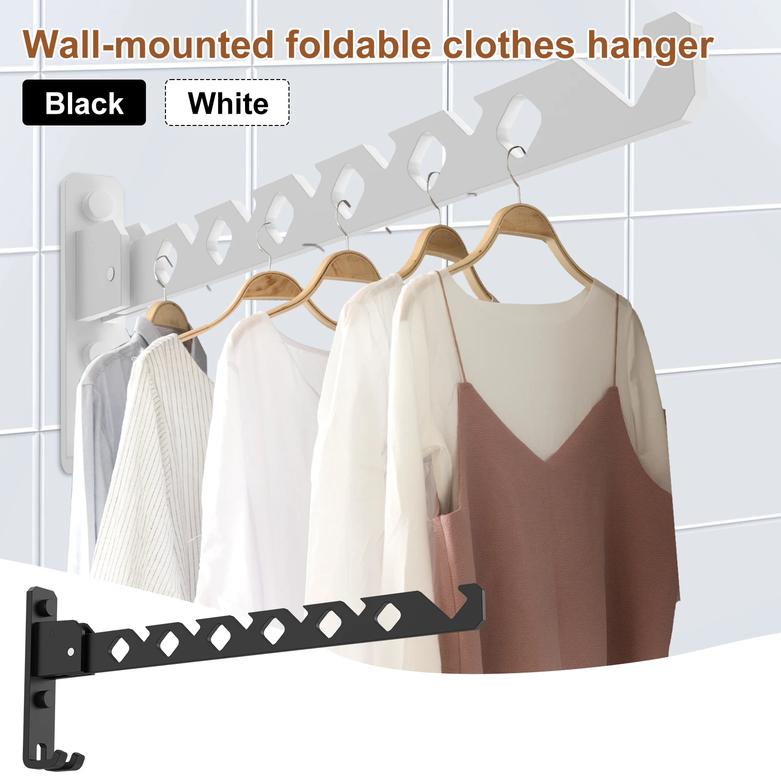 2Pcs Wall Mounted Clothes Drying Rack Aluminum Alloy Laundry Drying Rack with Screws 180°Adjustable Clothes Drying Hanger Rust