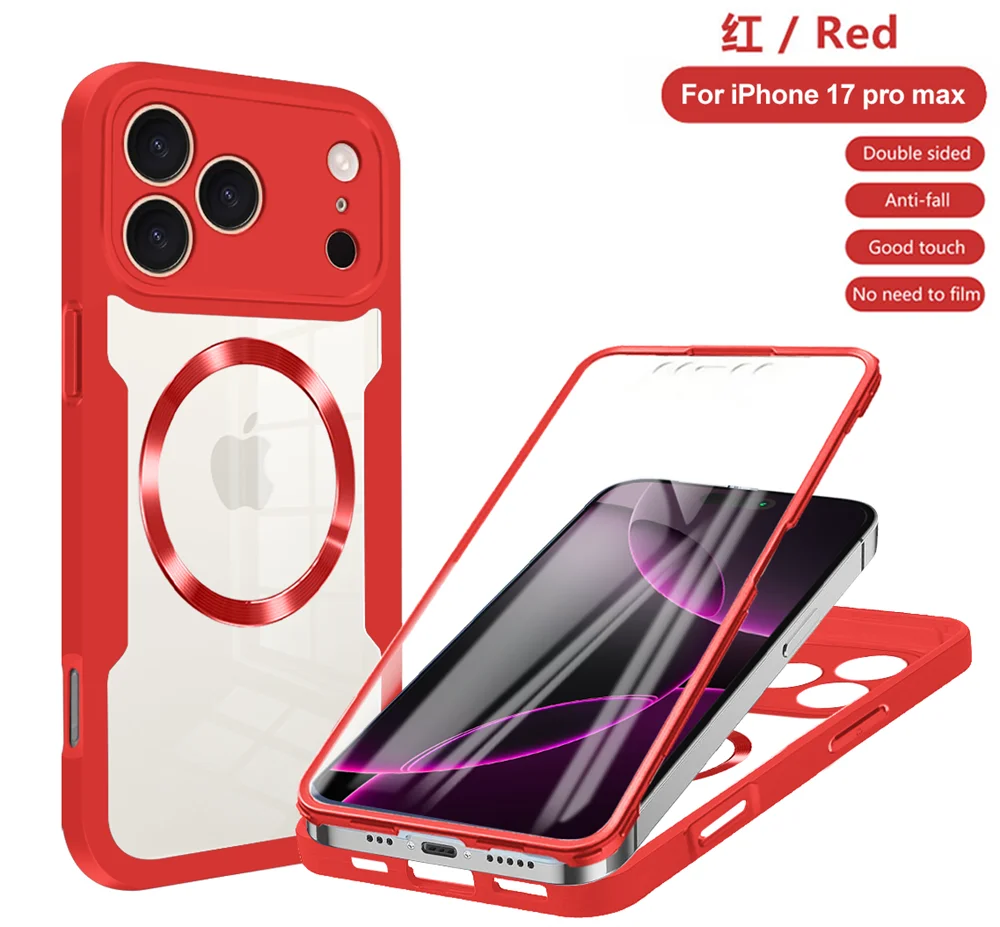 Magnetische 360-Grad-Vollschutz-Klarsichthülle für Apple IPhone 17 Air 16 15 12 13 14 11 Pro Max mit Bildschirmfolie-Abdeckung