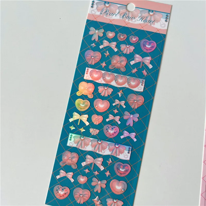 ShuuO 1set /6Pcs Korean Laser Card Stickers Scrapbooking Material Stickers Kpop Stationery Stickers DIY Card Cover Holder Decor