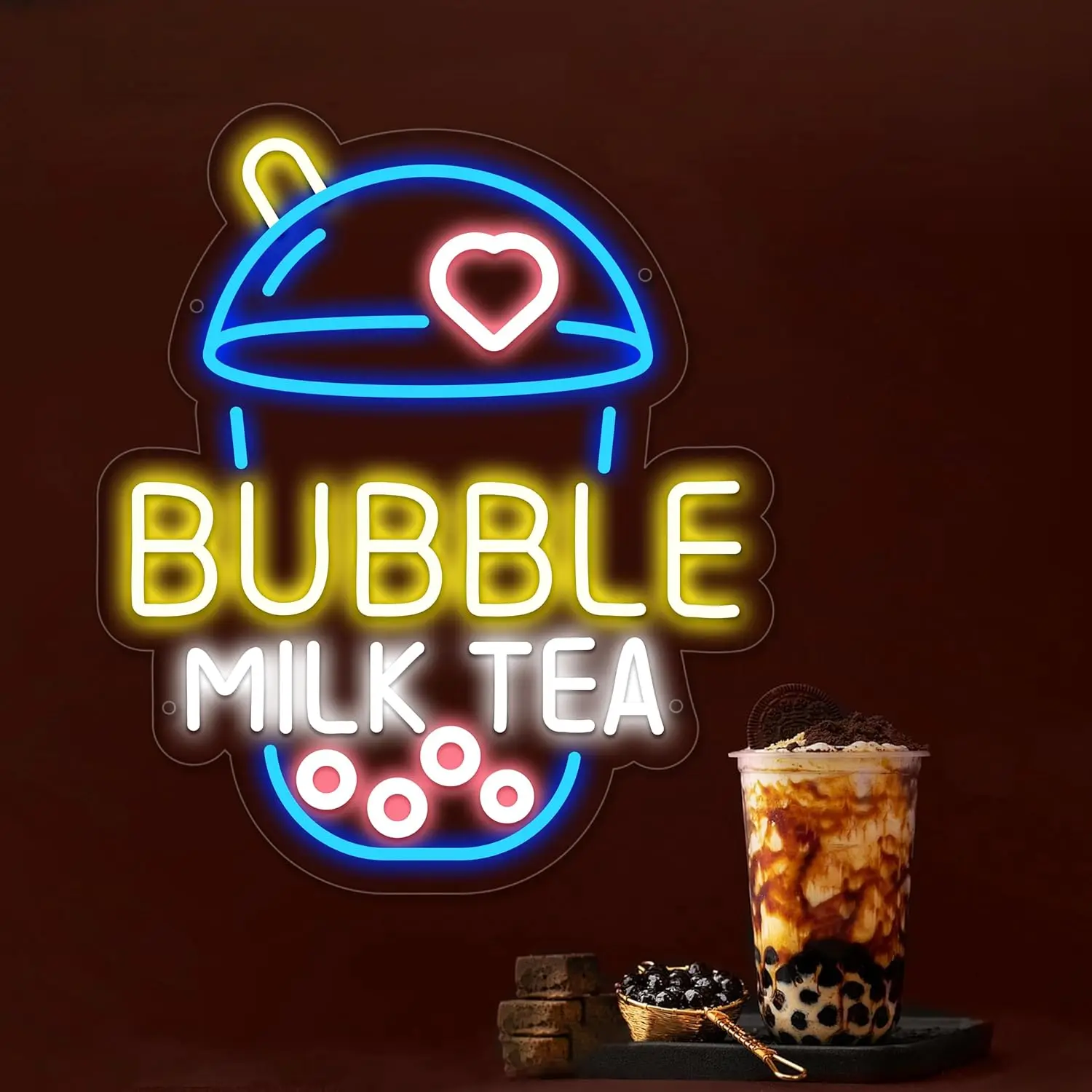 Bubble Milk Tea Neon Signs USB Powered Boba Tea LED Neon Light Sign for Living Room Shop Christmas bedroom Wall Decor