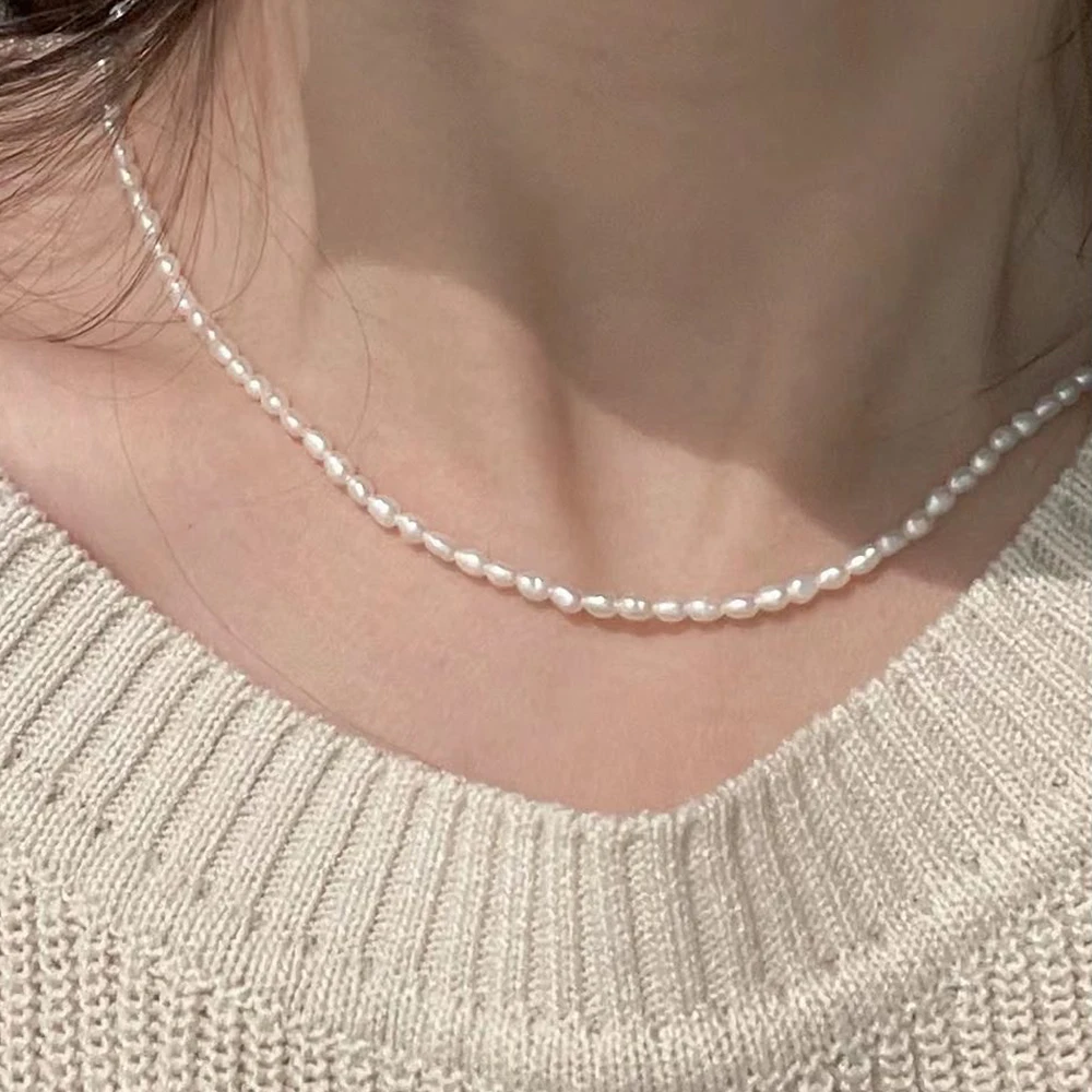 2-3mm White Natural Freshwater Pearls Rice Shape Small Loose Spacer Beads for Jewelry Making DIY Necklace Bracelet Accessories