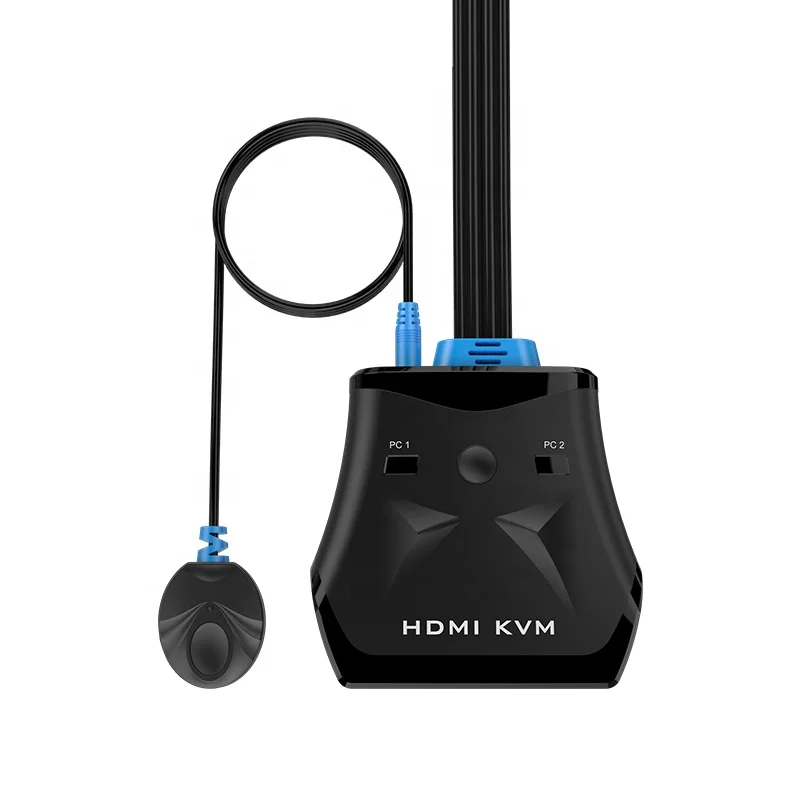 สวิตช์ KVM HDMI ความละเอียดสูง 3840*2160 2 พอร์ต รองรับจอภาพคู่ พร้อมคีย์บอร์ด เมาส์ และสาย KVM ในตัว