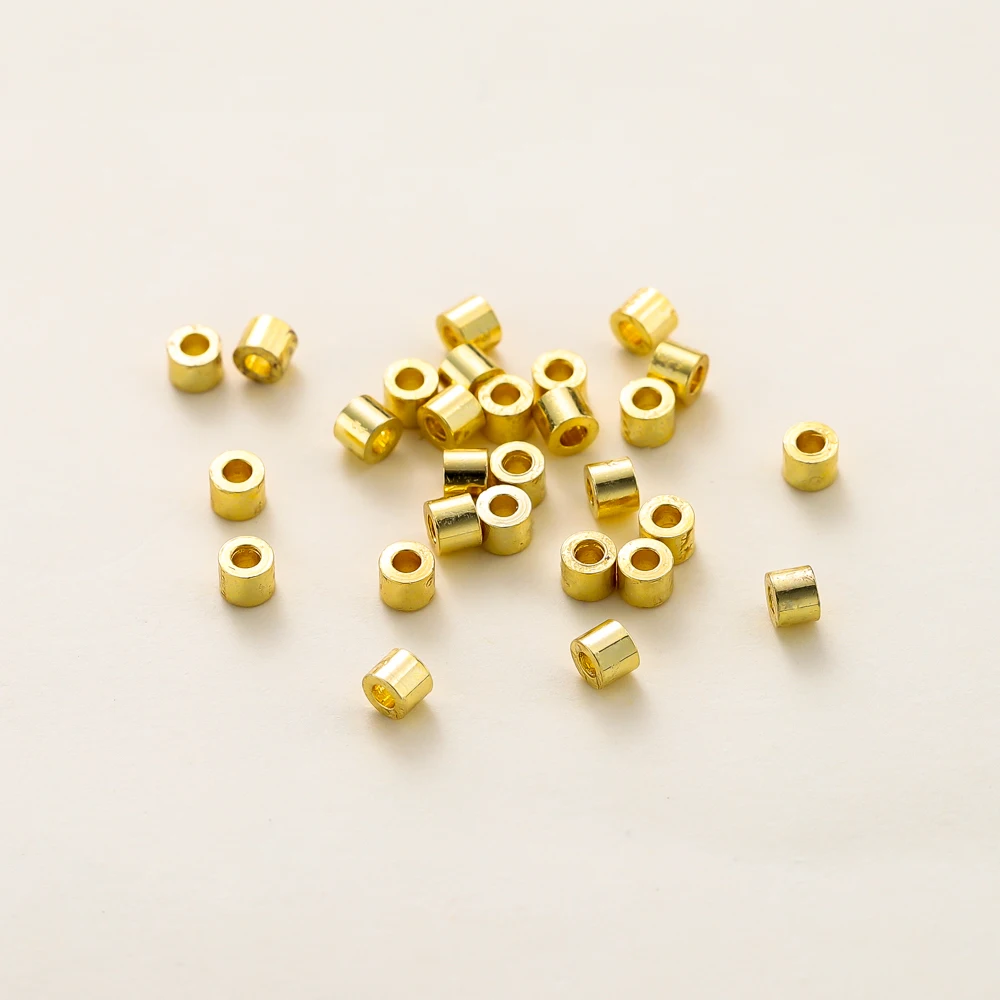 100PCS 2*2.5MM 18K14K Platinum Brass Tube Spacer Bead For DIY Necklace Chains High Quality Jewelry Accessories Findings