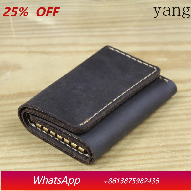 

Vintage Handmade Genuine Leather key holder Men Leather wallet chain men housekeeper women case Bag key organizer