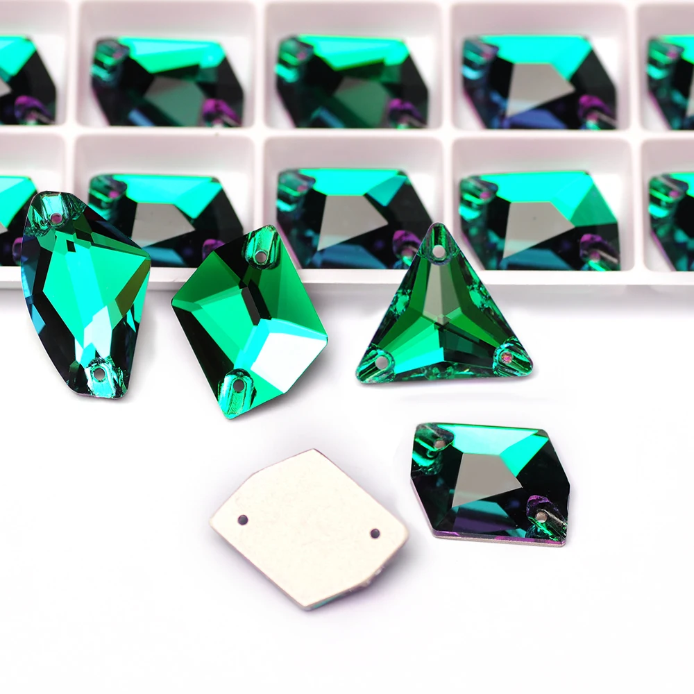 Emerald 6A Top Quality Glass Sew On Rhinestones Sewing Crystals Flatback Stones For Garment Clothes Craft Wedding Dress