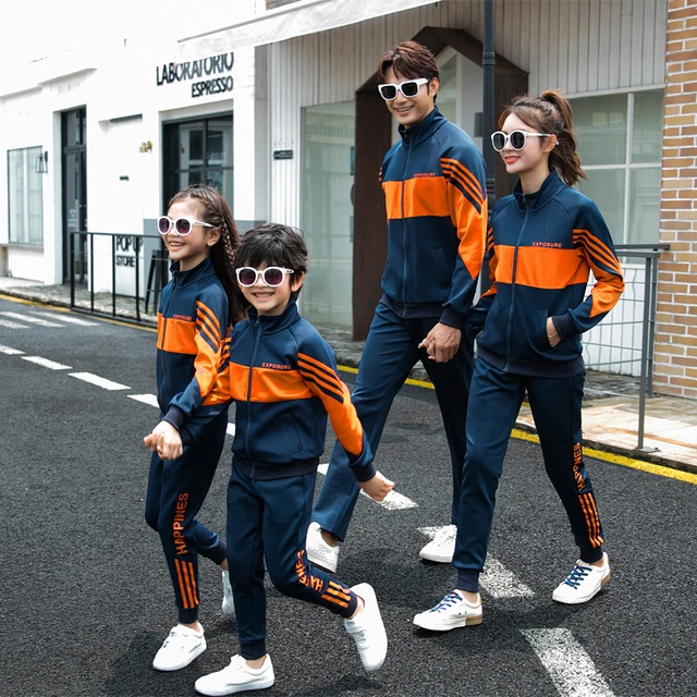 Family Matching Clothes Autumn Winter Mum Daughter Dad Son Adults Kids Uniform Suit Jacket Pants Children School Sports Sets AliExpress